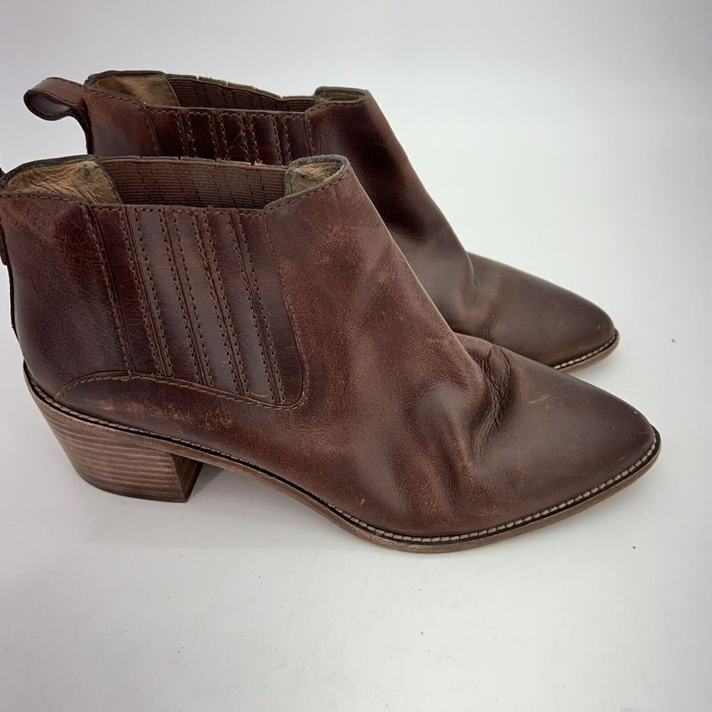 Madewell Brown Leather Pointed Toe Western Style Bonham Chelsea Booties Size 9.5